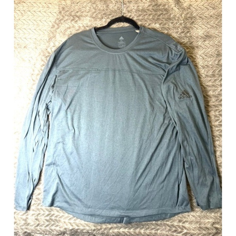 Adidas Aeroready Long Sleeve Shirt Mens XL Blue Gray Performance Fit 0089